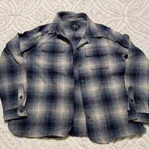 Pendleton Blue Gray Plaid Camp Shirt